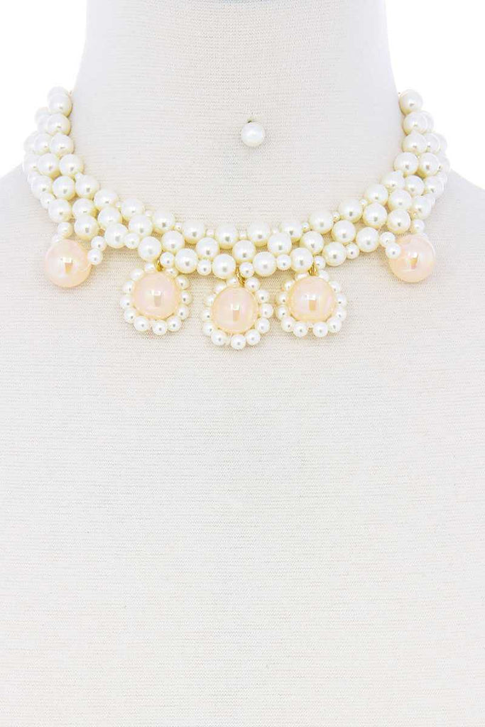 Chunky Rose Pearl Deco Choker Necklace - Deals Kiosk