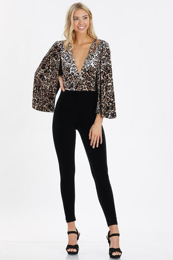 Leopard Print  V-neck Jumpsuits - Deals Kiosk