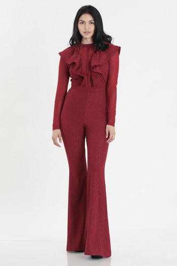 Glittered Stretch Crepe Solid Jumpsuits - Deals Kiosk