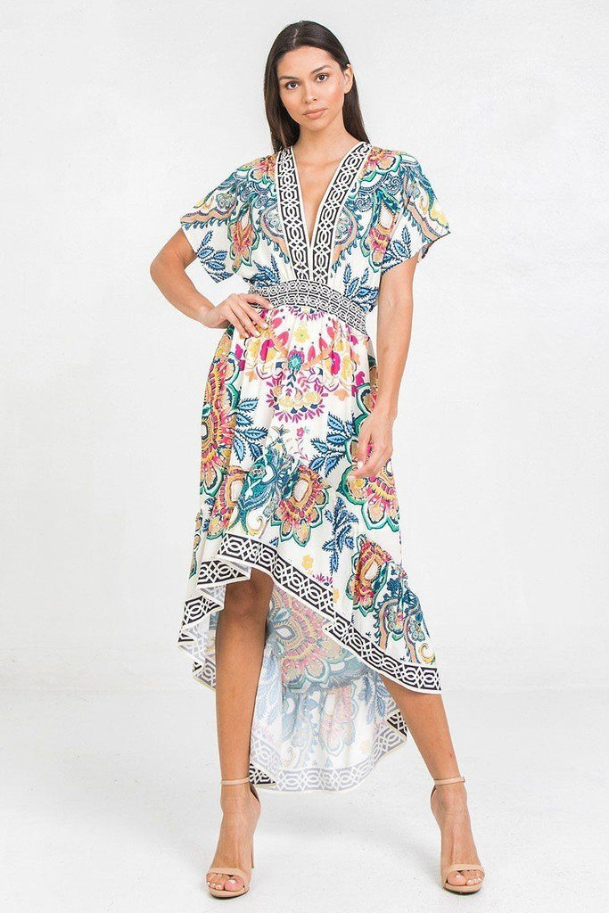 A Printed Woven Hi-lo Dress - Deals Kiosk