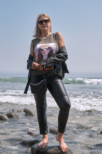 Plus Size Glamorous Black Vegan Leather Slim Fit Pants - Deals Kiosk