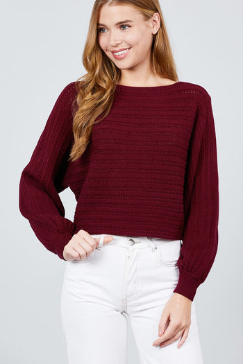 Dolman Sleeve Boat Neck Sweater - Deals Kiosk