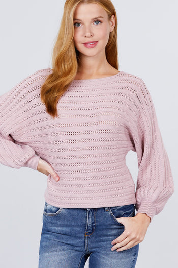 Dolman Sleeve Boat Neck Sweater - Deals Kiosk