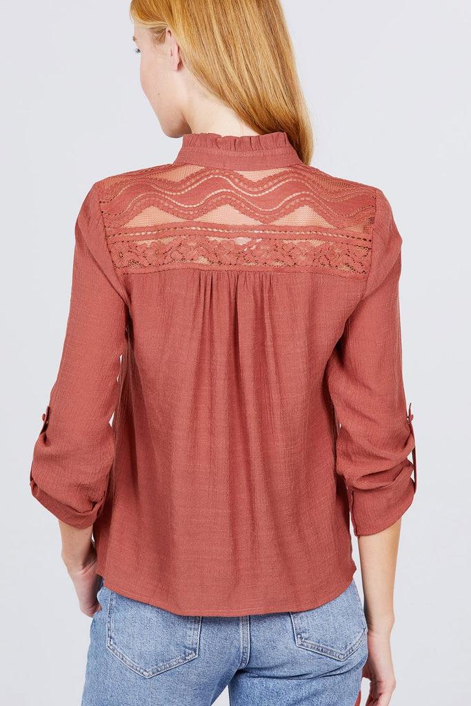 V-neck Button Down Woven Top - Deals Kiosk