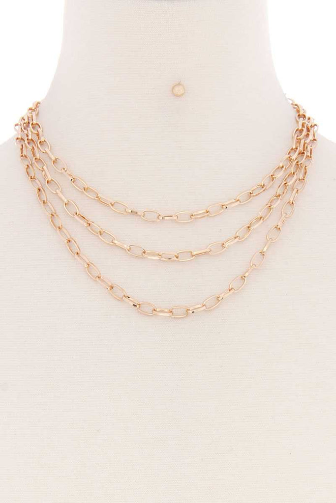 3 Simple Metal Chain Layered Necklace - Deals Kiosk