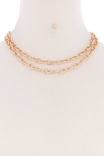 2 Simple Chain Metal Layered Necklace - Deals Kiosk