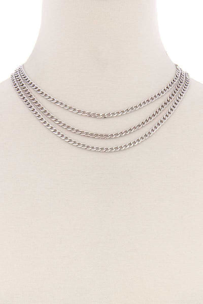 3 Simple Metal Chain Layered Necklace - Deals Kiosk