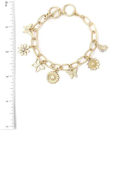 Fashion Flower And Butterfly Dangle Bracelet - Deals Kiosk