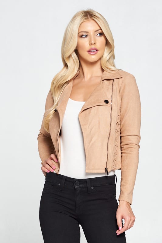 Faux Suede Moto Leather Jacket - Deals Kiosk