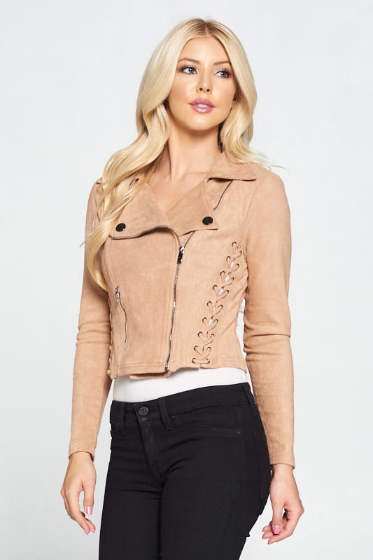 Faux Suede Moto Leather Jacket - Deals Kiosk