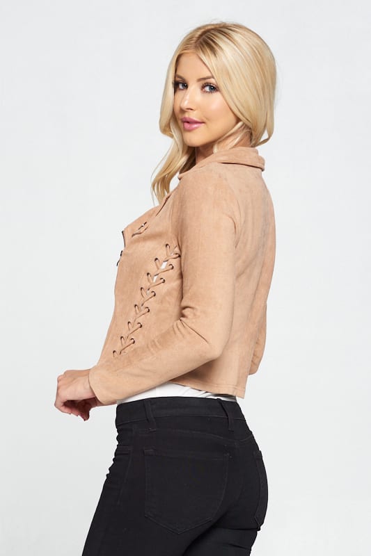 Faux Suede Moto Leather Jacket - Deals Kiosk