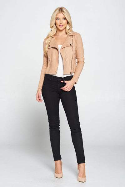 Faux Suede Moto Leather Jacket - Deals Kiosk