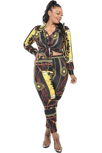 Plus Pattern Printed 2 Piece Legging Set - Deals Kiosk