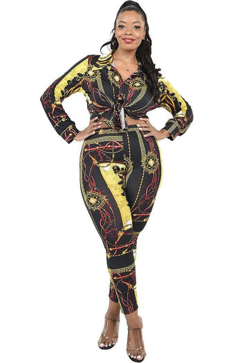 Plus Pattern Printed 2 Piece Legging Set - Deals Kiosk