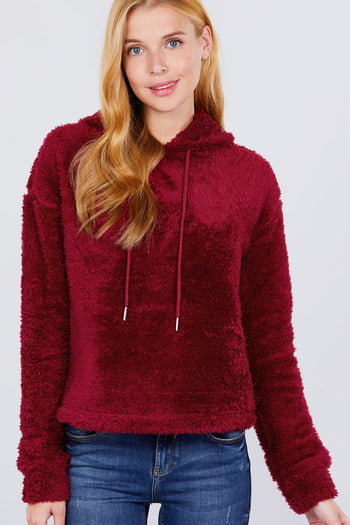 Faux Fur Fluffy Hoodie Top - Deals Kiosk