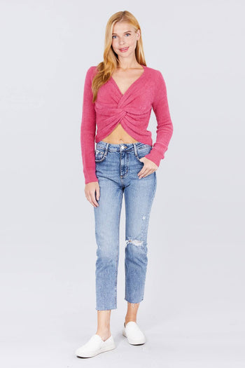 Front Twisted Knot Cozy Sweater - Deals Kiosk