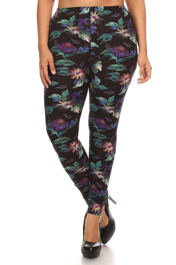 Plus Size Print, Full Length Leggings In A Slim Fitting Style With A Banded High Waist. - Deals Kiosk