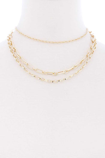 3 Layered Metal Chain Necklace - Deals Kiosk