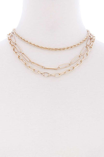 3 Layered Multi Metal Chain Necklace - Deals Kiosk