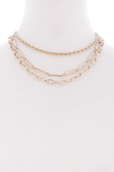 3 Layered Multi Metal Chain Necklace - Deals Kiosk