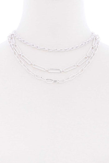 3 Layered Multi Metal Chain Necklace - Deals Kiosk