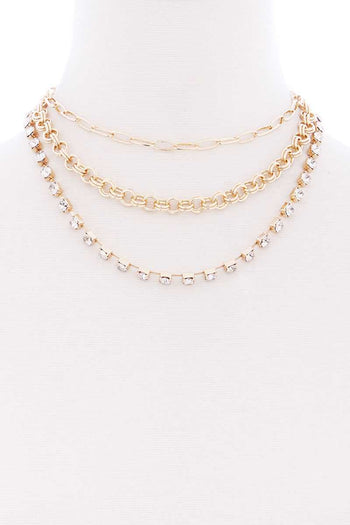 3 Layered Multi Metal Chain Necklace - Deals Kiosk