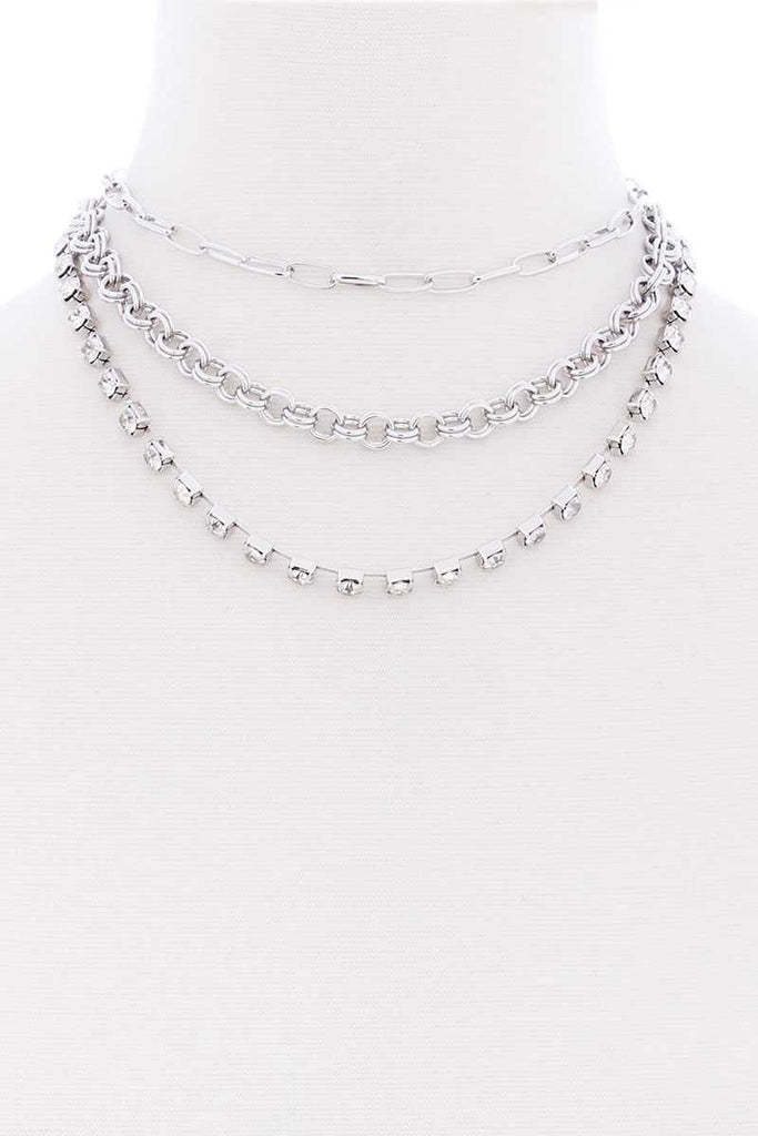 3 Layered Multi Metal Chain Necklace - Deals Kiosk