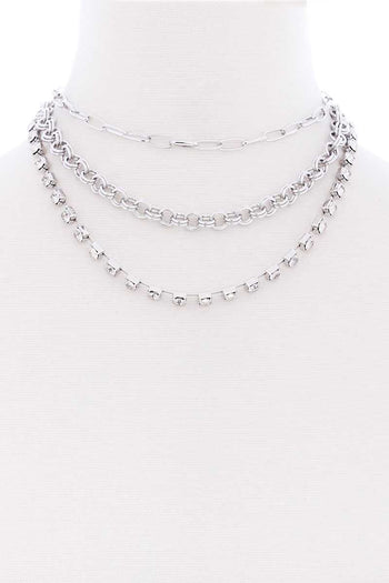 3 Layered Multi Metal Chain Necklace - Deals Kiosk