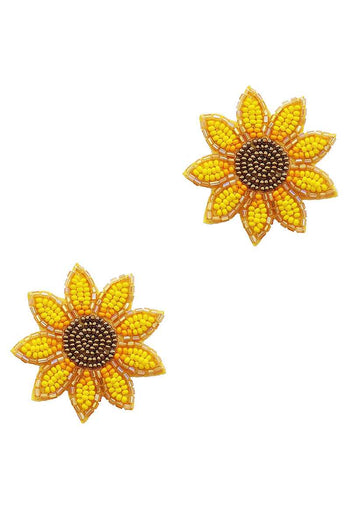 Trendy Seed Bead Flower Stud Earring - Deals Kiosk