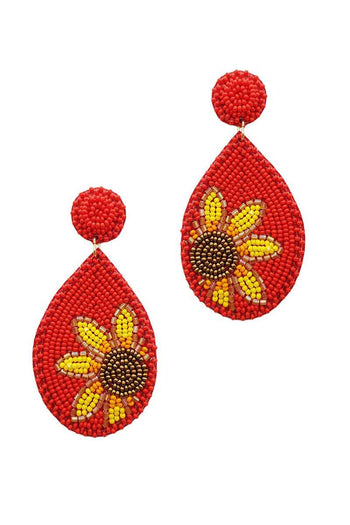 Trendy Seed Bead Tear Drop Flower Earring - Deals Kiosk