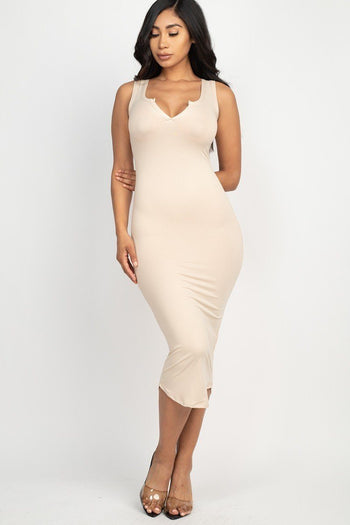 Split Neck Bodycon Dress - Deals Kiosk