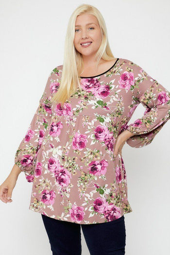 Floral, Bubble Sleeve Tunic - Deals Kiosk