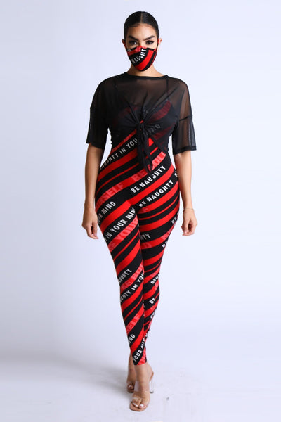 Diagonal Striped Jumpsuit With Mesh Set - Deals Kiosk