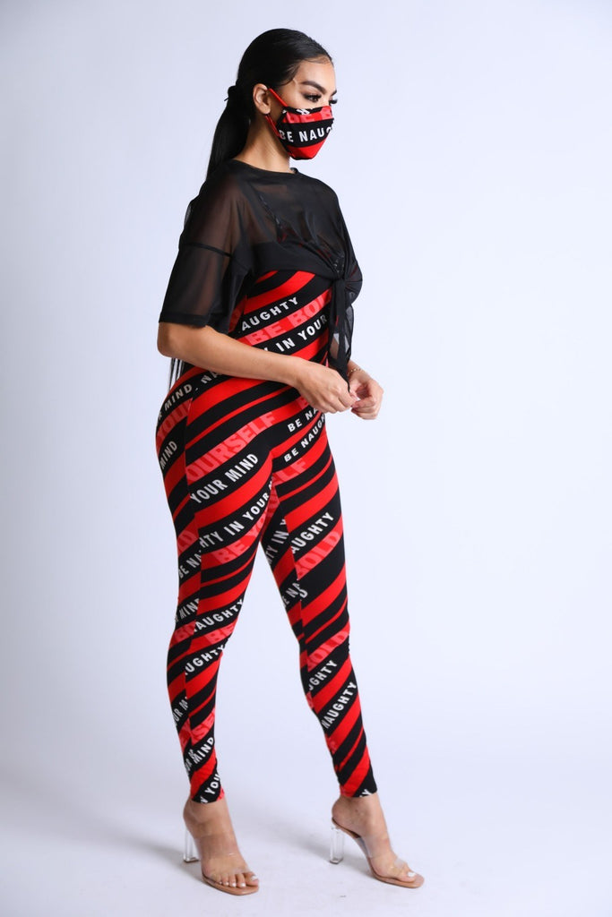 Diagonal Striped Jumpsuit With Mesh Set - Deals Kiosk