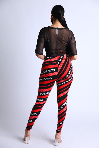 Diagonal Striped Jumpsuit With Mesh Set - Deals Kiosk