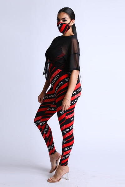 Diagonal Striped Jumpsuit With Mesh Set - Deals Kiosk