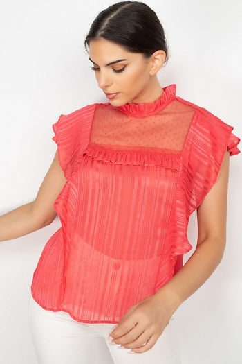 Short Sleeve Ruffle Shadow Top - Deals Kiosk