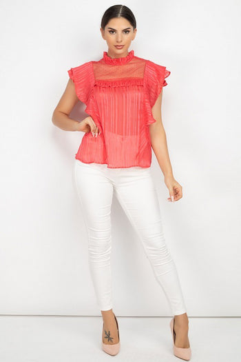 Short Sleeve Ruffle Shadow Top - Deals Kiosk