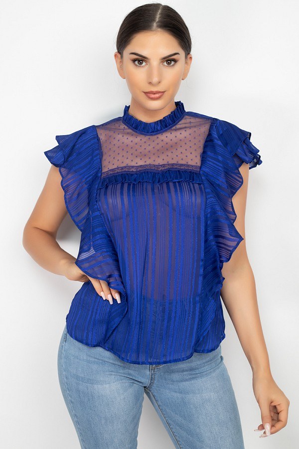 Short Sleeve Ruffle Shadow Top - Deals Kiosk