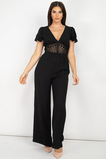 V-neck Lace Jumpsuit - Deals Kiosk