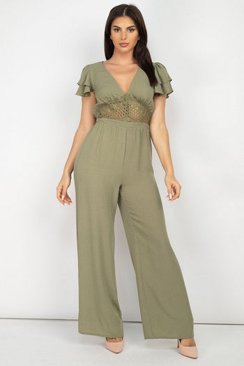 V-neck Lace Jumpsuit - Deals Kiosk