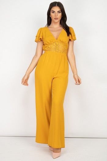 V-neck Lace Jumpsuit - Deals Kiosk