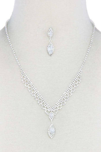 Marquise Shape Rhinestone Necklace - Deals Kiosk