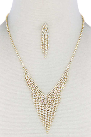 V Shape Dangle Rhinestone Necklace - Deals Kiosk