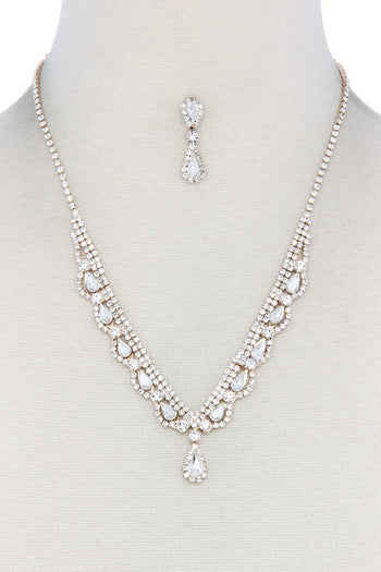 Teardrop Shape Rhinestone Necklace - Deals Kiosk