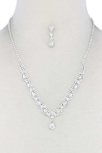 Teardrop Shape Rhinestone Necklace - Deals Kiosk