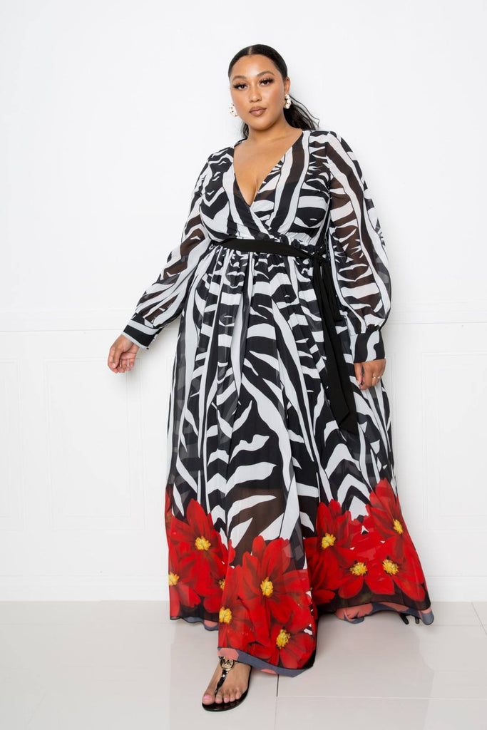 Zebra Printed Maxi Dress - Deals Kiosk