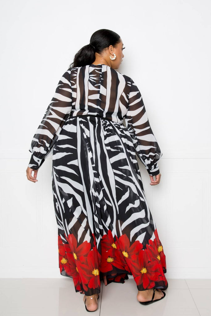 Zebra Printed Maxi Dress - Deals Kiosk