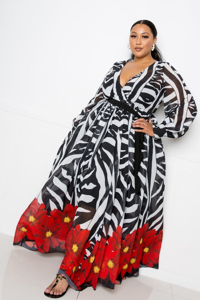 Zebra Printed Maxi Dress - Deals Kiosk