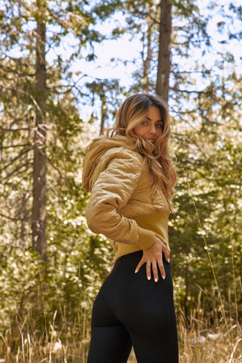 Letter Printed Zip-up Faux Fur Hood Detail Cropped Winter Bomber Jacket - Deals Kiosk